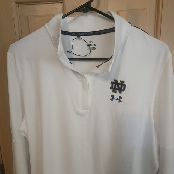 NWOT Mens Sz XL Under Armour White 1/4 Zip Pullover University Notre Dame Shirt - Picture 9 of 9